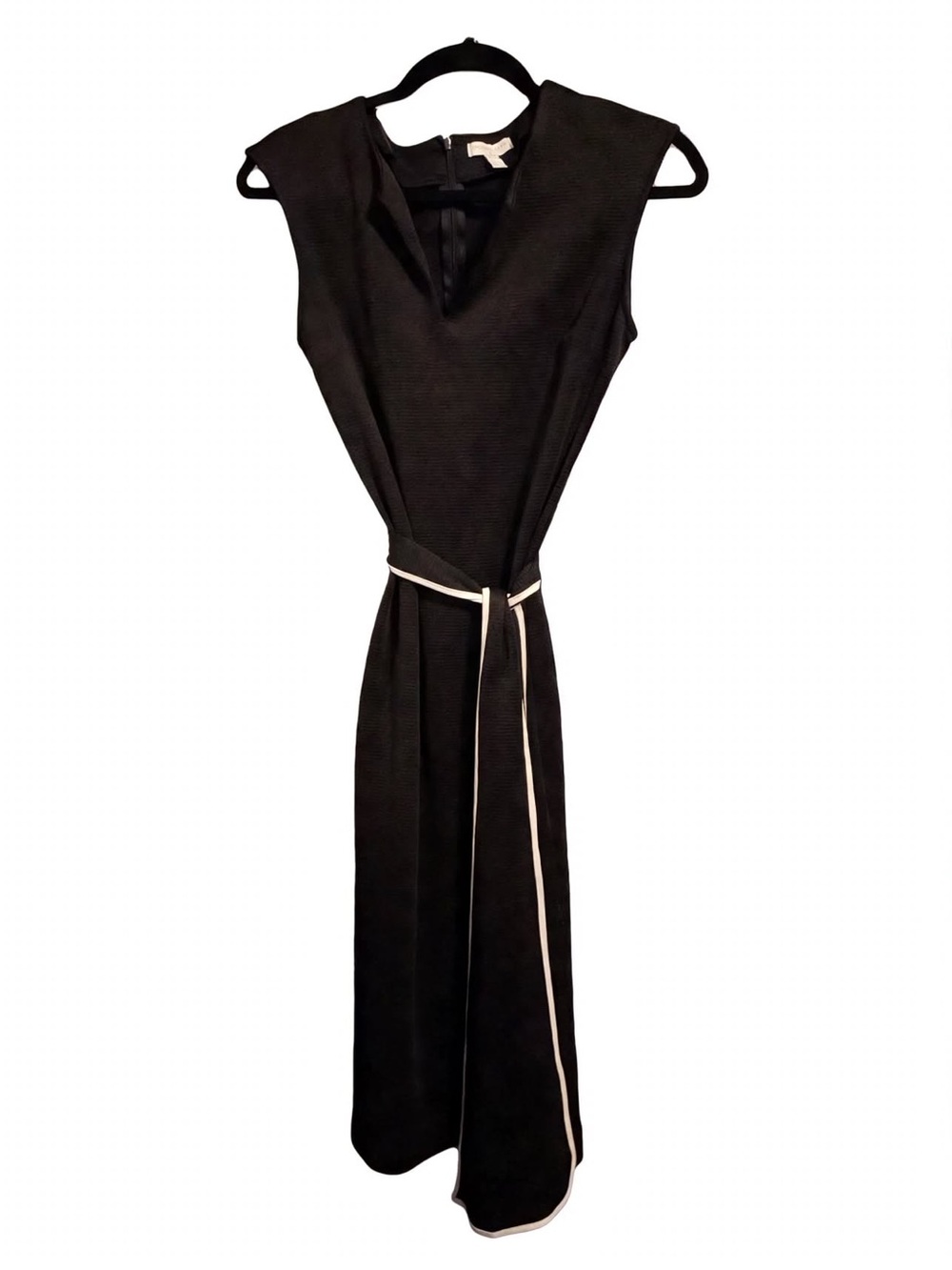 New York & Company Stretch- Black Sleeveless Dress with Belt- S